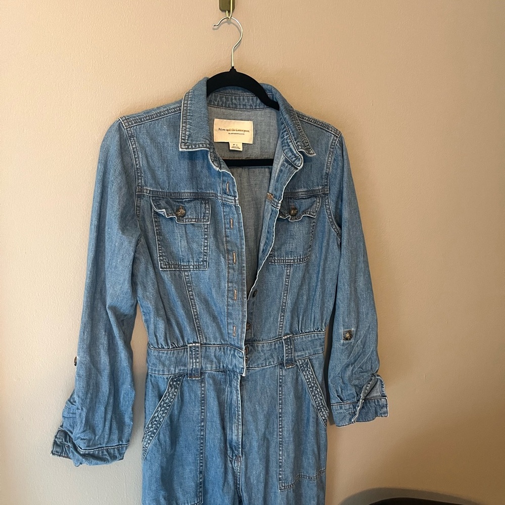 Anthropologie Pilcro and Letterpress Women’s Denim Jumpsuit with Tie Waist - Picture 4 of 5